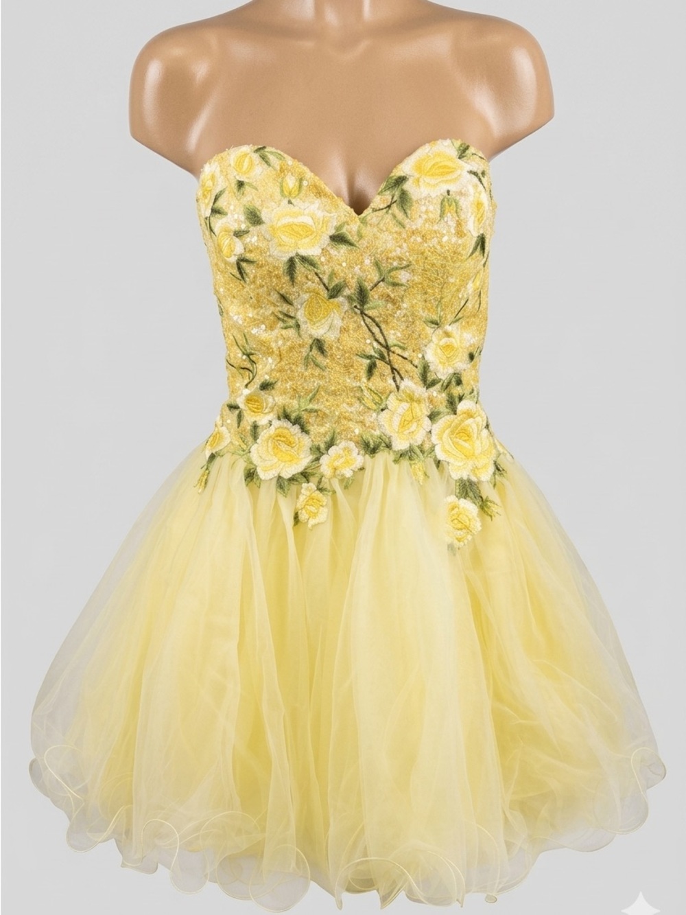 Sherri Hill Pale Yellow Evening Dress